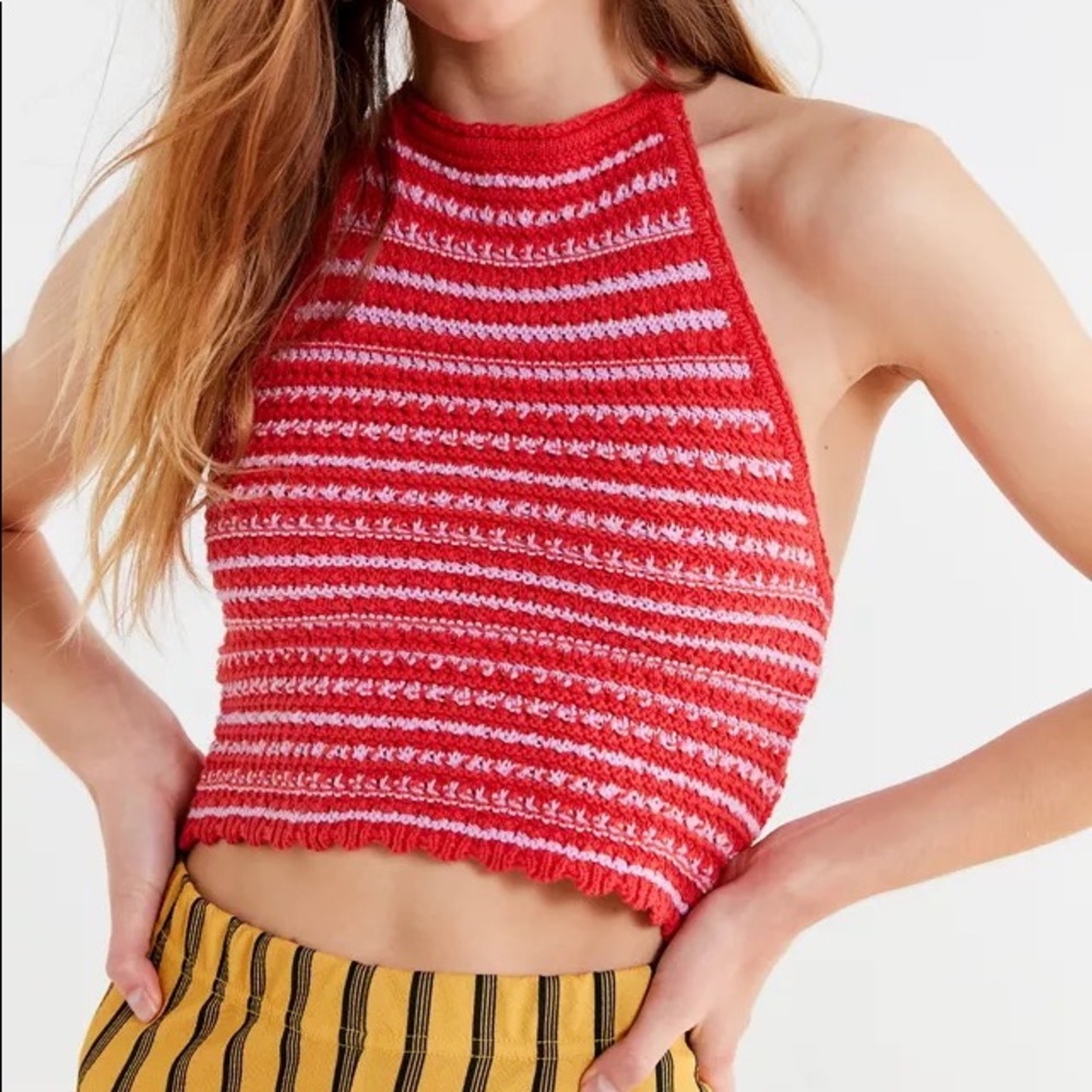 Urban Outfitters Millie Crochet Cropped Halter Top